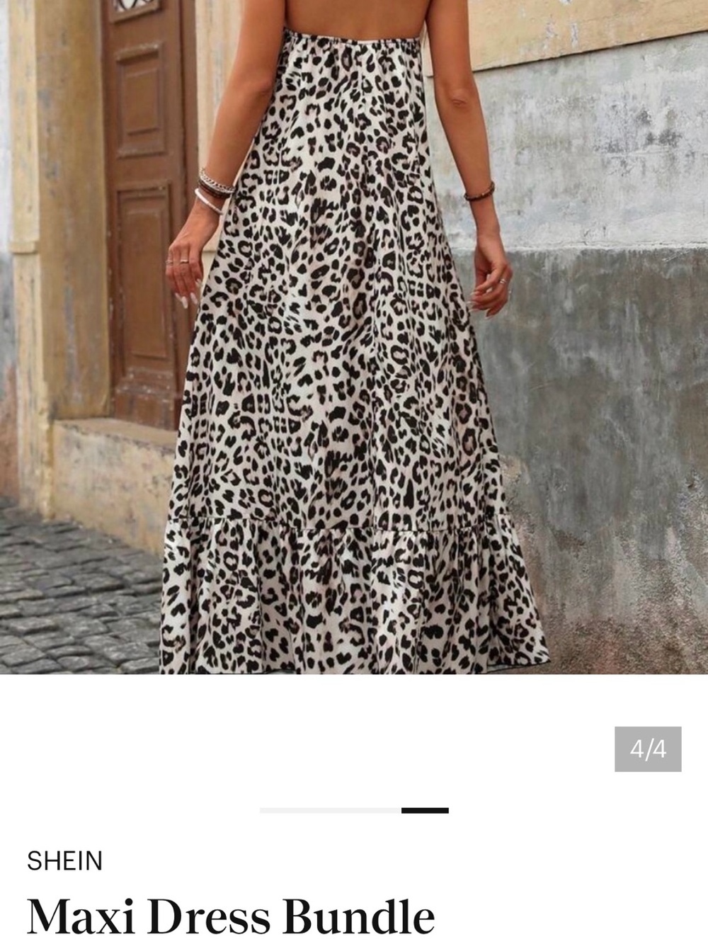 SHEIN Leopard Print Tiered Maxi Skirt - Cream & Black
